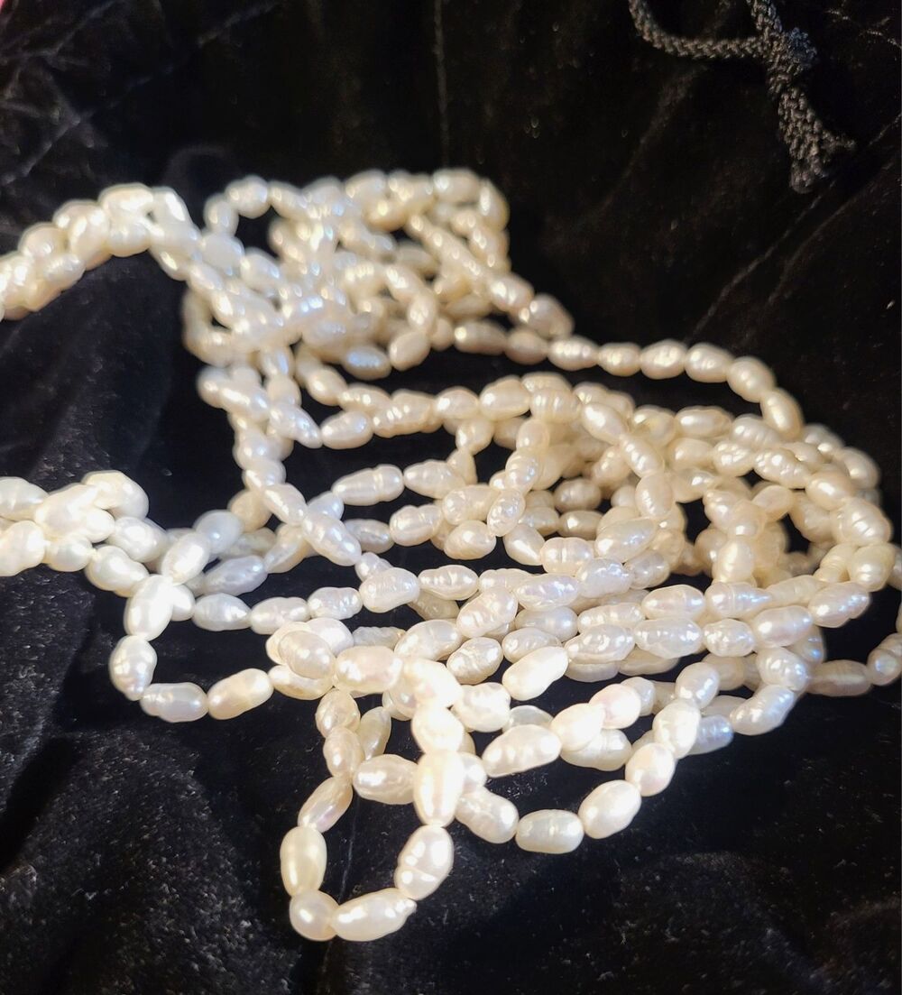 Vintage 3-Strand Twist Ivory Luminescent Freshwater RICE PEARL Necklace 15 Inch